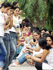 The flush of youth: Students of Khalsa College for Women, Ludhiana, seem to be happy to get back to college after a long vacation.