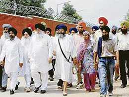Members of Khalsa Action Committee who came to Burail jail in Chandigarh on Friday.