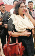 Beant Singhs daughter Gurkanwal Kaur outside the Burail Jail in Chandigarh on Saturday