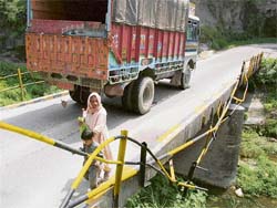ACCIDENT WAITING TO HAPPEN: A year has gone by but the broken railings on one side of the Gasoti khad bridge, near Hamirpur, have not yet attracted attention of the PWD authorities.