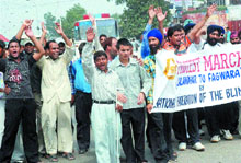 Visually-impaired march for demands in Jalandhar