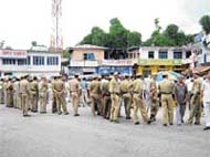 A heavy police arrangement in place at Nagrota Bagwan to avert any clash between Congress and BJP workers.