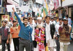 Muslims protest in support of their demands in Shimla on Tuesday