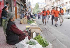 A heavy rush of foreign and Indian tourists at Leh in Ladakh