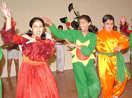 Students of Innocent Hearts School perform during choreography contest in Jalandhar.