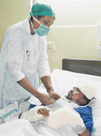 Karan undergoes treatment at the CMCH in Ludhiana