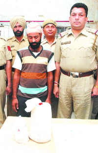 The district police on Friday arrested a drug peddler and recovered one kg of opium from him. SHO of police station division number 4 Vibhor Kumar said a naka was laid near Sky Lark Chowk where Sukhwinder Singh was arrested with the contraband. The SHO said Sukhwinder had confessed to have supplied drugs to truck drivers