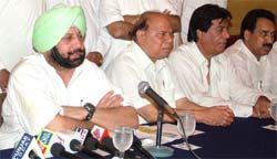 Capt Amarinder Singh addresses a press conference in Jalandhar on Sunday.
