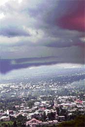 Clouds weave an enchanting view at Dharamsala on Monday.