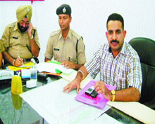 IG, Jalandhar range, Sanjiv Kalra addresses a press conference in Nawanshahr on Tuesday.