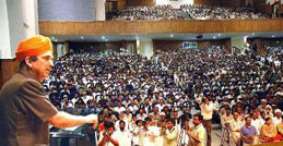 Chief Minister Ghulam Nabi Azad addresses a convention of numbardars and village chowkidars in Jammu on Tuesday.