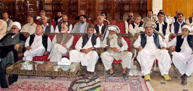 Pakistani tribal leaders and political agents attend a meeting at the Governors house in Quetta