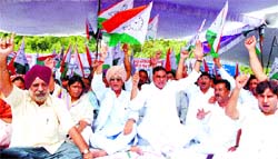 Activists of Delhi Pradesh Nationallist Congress Party stage a dharna to demand the implementation of Sachar Committee recommendations for minorities at Rajghat in the Capital