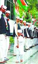 Congress Seva Dal activists at a function to mark the Quit India Movement Day, organised by DPCC in the Capital