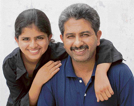 Shreya Sharma (left) with her father Abhay Sharma