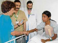 Jean Rodrigues wishes Money early recovery at Fortis Hospital, Mohali, on Saturday.