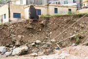 The portion of a primary school building in Parwanoo that was damaged by rain and landslides