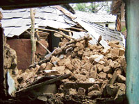 A collapsed house at Golwan village, near Nurpur.