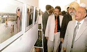 Chief Justice of the Punjab and Haryana High Court Vijender Jain at the photography exhibition organised at the High Court in Chandigarh