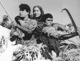 Rajendra Kumar, Nargis and Sunil Dutt in the incomparable Mother India