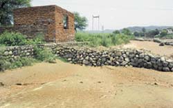 A concrete structure, which has come up on the bed of a rivulet in Nadha village, near Chandigarh, allegedly in violation of norms