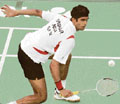 Anup Sridhar returns a shot to China's Lin Dan during their men's singles quarter-final match at the World Badminton Championships in Kuala Lumpur on Friday.