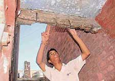 Concrete that has fallen of a beam in a Sector 24 house in Chandigarh.
