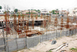A mall under construction near the historic Ram Bagh gardens