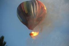 A hot air balloons basket bursts into flames shortly after it took off with 12 passengers in Surrey British Colombia Canada on Friday.