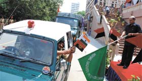 Home secretary Madhukar Gupta flags off BSF Mountaineering Expedition 2007 to Mount Trishuli (West), at BSF headquarters in the Capital