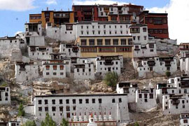 A view of the dominating Thiksey monestery at Leh.