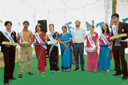 Winners of various titles during the freshers party at Desh Bhagat Institute of Management and Computer Sciences in Mohali