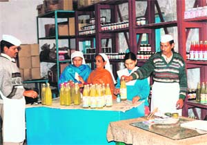 Women self-help group members engaged in marketing jams and squashes in Kangra. The SHG movement has spread in a big way in the state