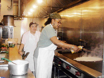 Sylvia Alexander making a dosa at Hampton Chutney Company