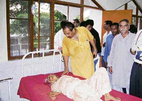 A seriously injured woman under treatment at the civil hospital, Nurpur