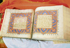 A file photo of holy manuscripts kept in the Sikh Reference Library, SGPC complex, that would be preserved with the help of Archaeological Survey of India
