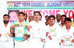 Youth Congress leaders in Jalandhar on Wednesday