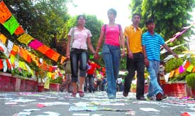 A view of Kirori Mal College during the DUSU election in the Capital on Friday.