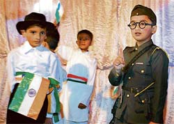 Students of Swaran Public School, Tooti Kandi, perform during the annual function held at the school on Friday.