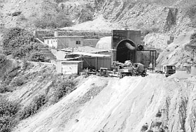 A tunnel on the Udhampur-Kashmir valley rail track that is facing serious problem of water seepage
