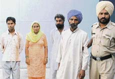 The suspects, who stripped a widow naked at Ramdiwali Hinduan village, near Amritsar, on Saturday, in police custody.