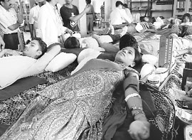 As many as 128 persons donated blood at a camp organised in Government College in Mohali on Wednesday.