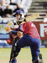 Englands Kevin Pietersen plays a shot during the Twenty20 match against Zimbabwe