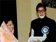 President Pratibha Patil presents the Best Actor Award to Amitabh Bachchan at the 53rd National Film Awards Function in the Capital on Friday