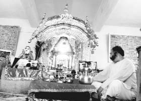 An inside view of the Shri Shivnab temple in the Mubarak Mandi area of Jammu