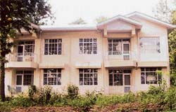 A view of the police residential building raised on the controversial land adjoining the judicial complex in Dharamsala.