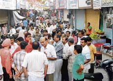 Shopkeepers in Sarafa Bazar in Karnal closed their establishments on Wednesday, opposing the installation of digital power meters on their premises