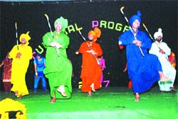 Participants perform during a cultural event at PAP complex in Jalandhar. 