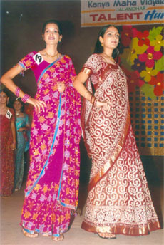 Kanya Maha Vidyalaya students participate in the  modelling session during a talent hunt contest. 