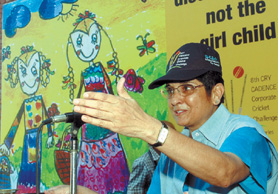 Dr Kiran Bedi at the CRY cricket challenge in the Capital on Saturday.
